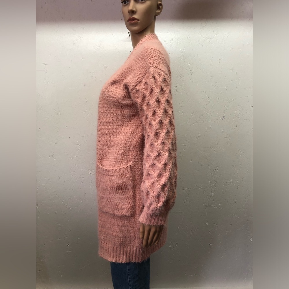 Esqualo dusty rose long open cardigan - Picture 2 of 13